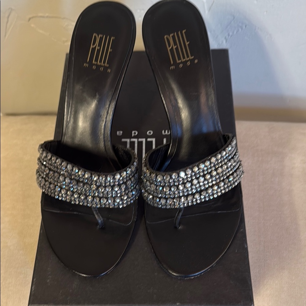 Pelle Moda Black Rhinestone Heels